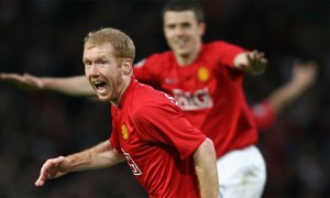 Paul Scholes, he scores goals. Paul Scholes, he scores goals.