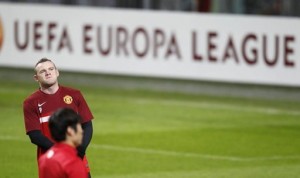 Rooney warming up before the Ajax game