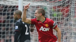 Vidic scoring against Liverpool