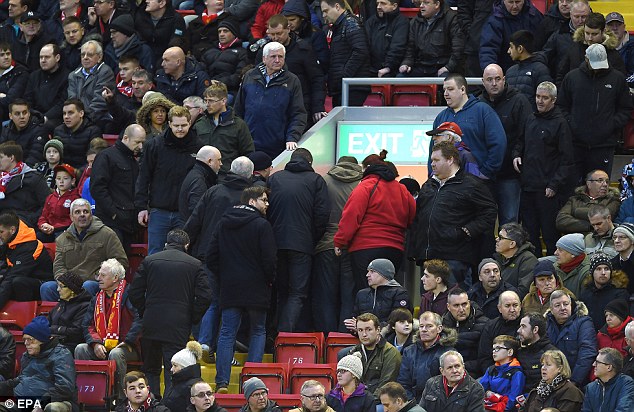 Fans leave the Kop in protest against high ticket pries