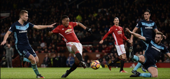 Anthony Martial rescues Mna United from an improbably Boro smash and grab.