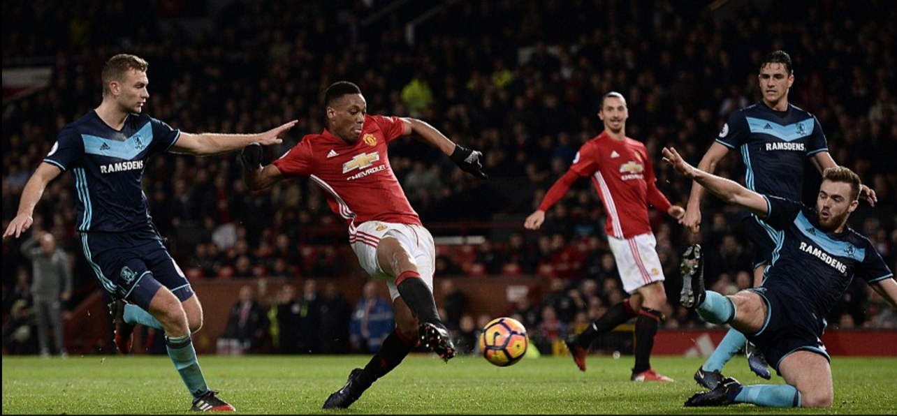 Anthony Martial rescues Mna United from an improbably Boro smash and grab.
