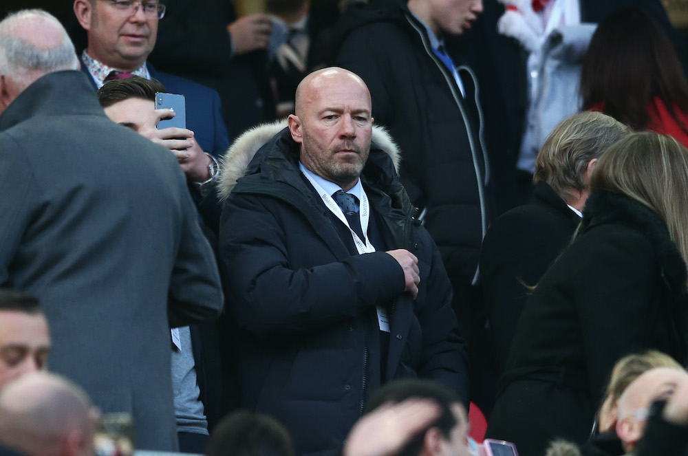 Alan Shearer looking on from the stands