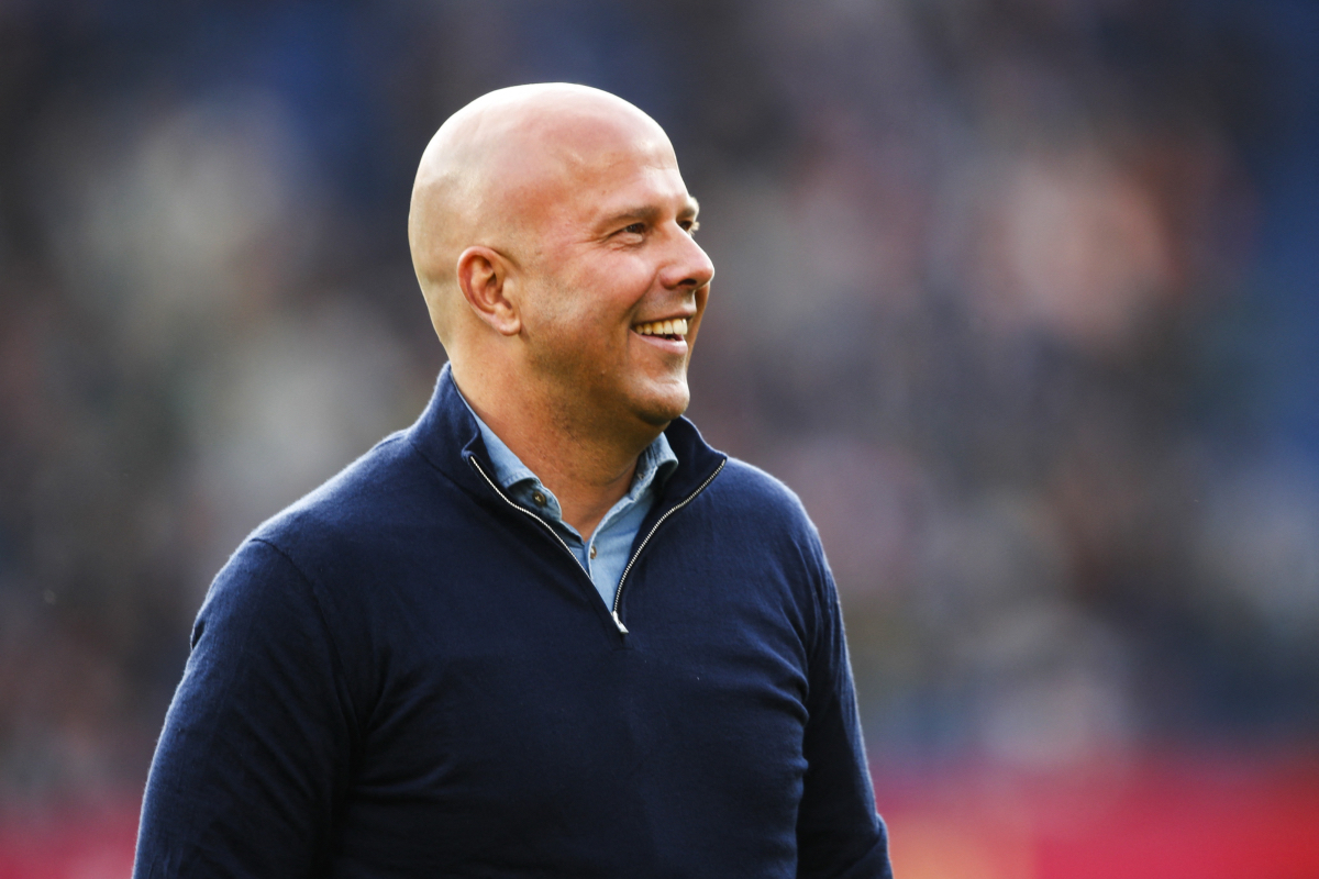 Arne Slot all smiles on the sidelines