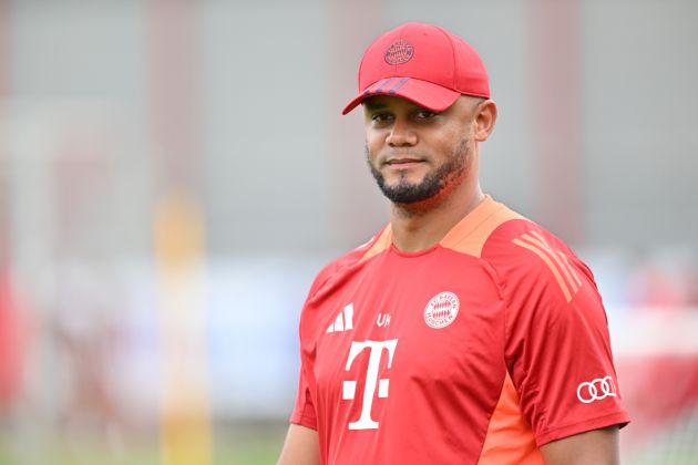 Bayern Munich coach Vincent Kompany looking on