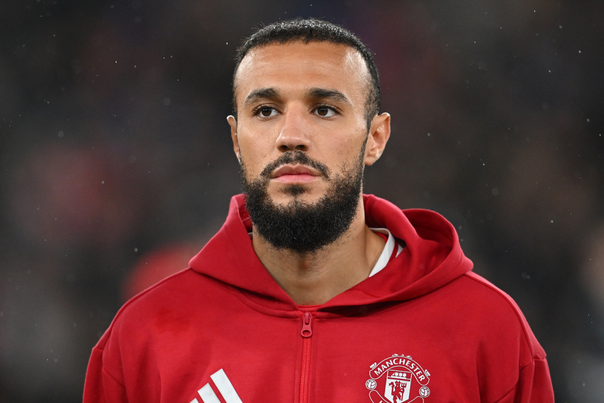 Noussair Mazraoui of Manchester United withdrew from Morocco duty to return to Manchester this week. Noussair Mazraoui of Manchester United withdrew from Morocco duty to return to Manchester this week.