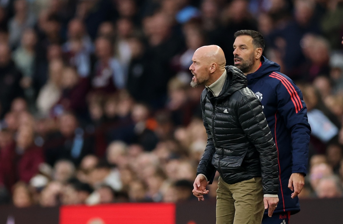 Ruud van Nistelrooy joins Erik ten Hag on the touchline at Villa Park Ruud van Nistelrooy joins Erik ten Hag on the touchline at Villa Park