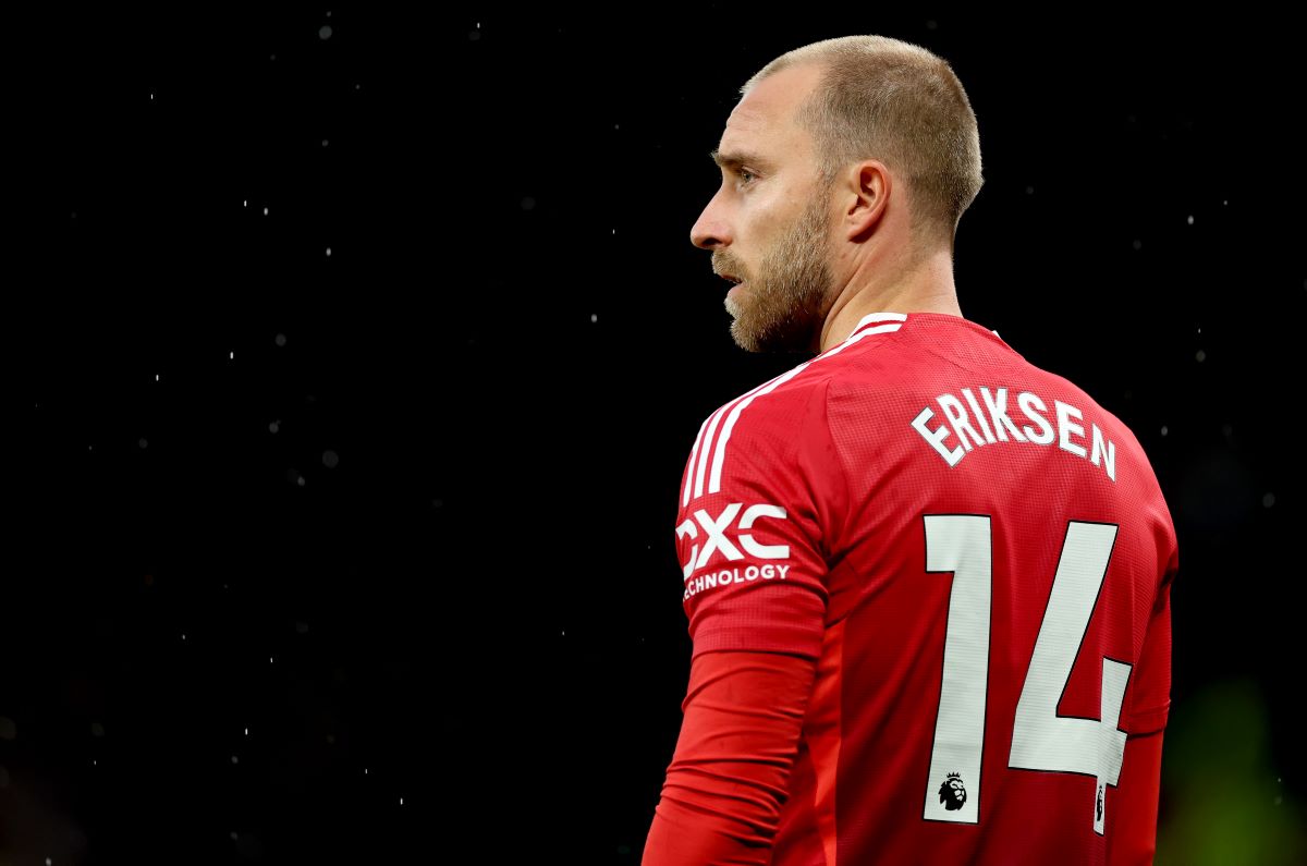 Christian Eriksen on the pitch for Man Utd
