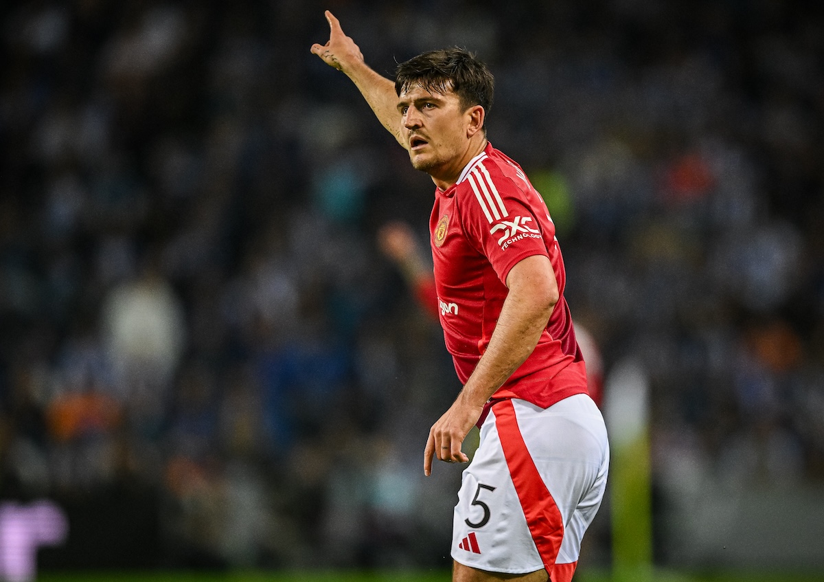 Harry Maguire defending Man United colors