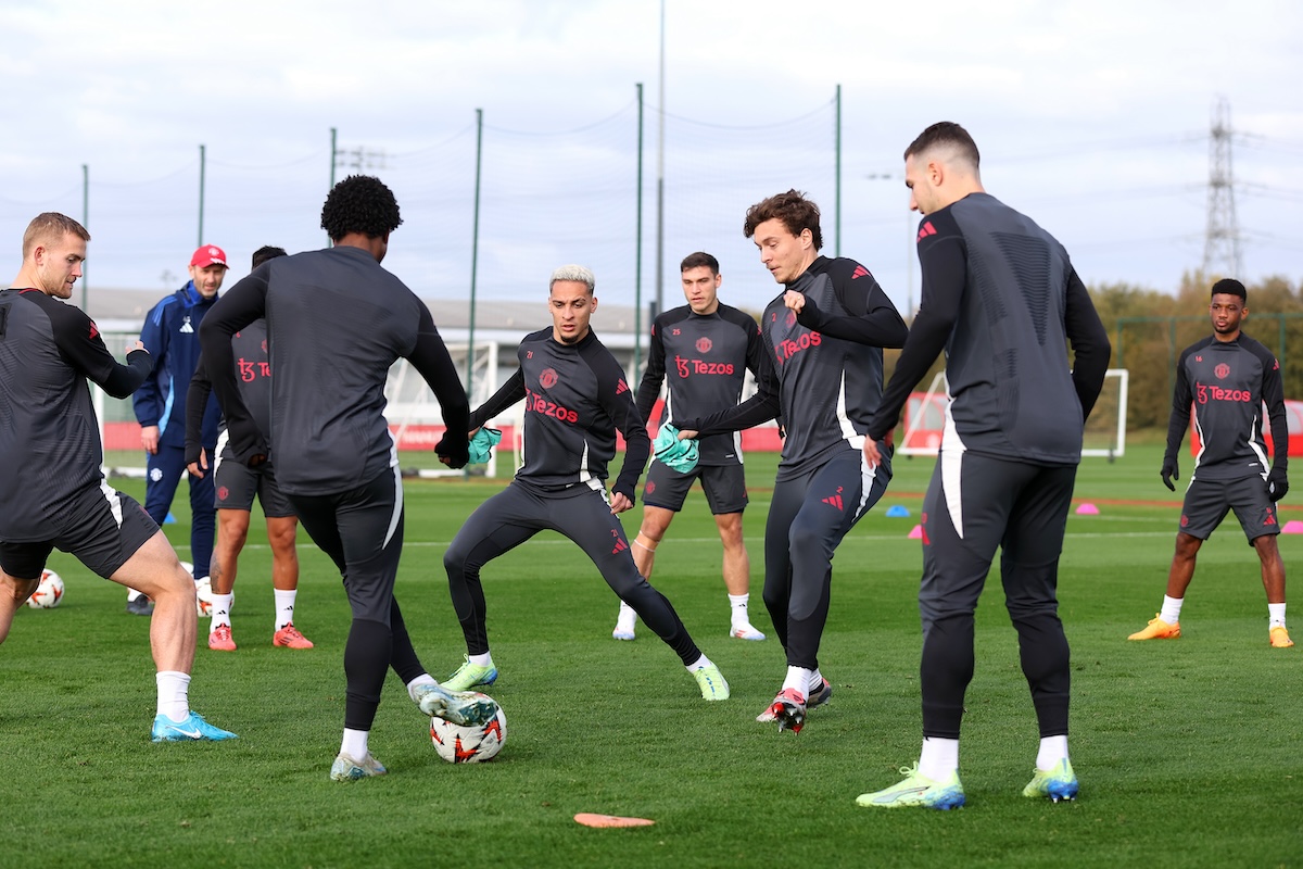 Man Utd players training at Carrington