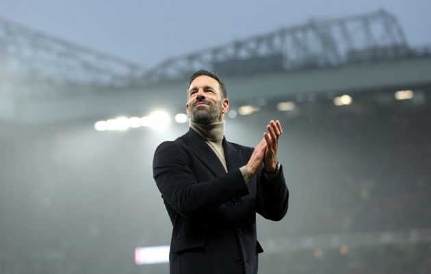 Ruud van Nistelrooy applauds the fans in his final game at Old Trafford.