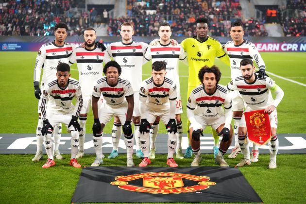 Andre Onana and his teammates ahead of kick-off.
