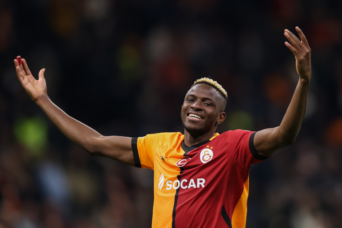 Victor Osimhen celebrates a goal.
