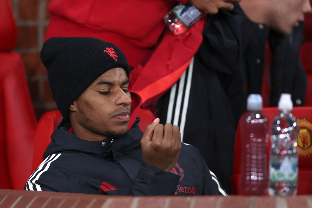 Marcus Rashford on the bench