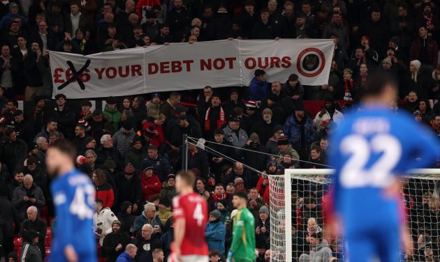 Manchester United fans protesting against ticket prices