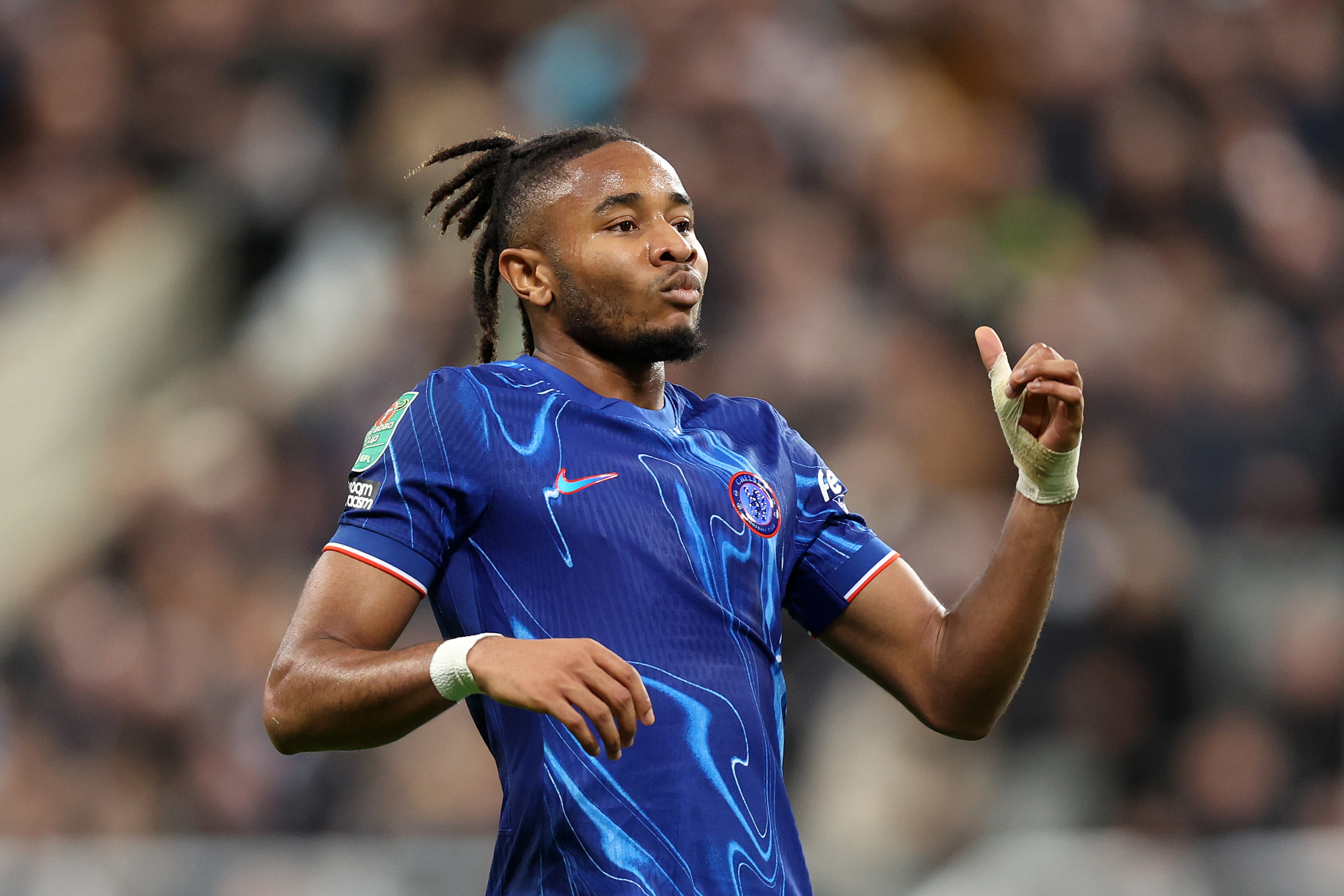 Christopher Nkunku on the pitch for Chelsea