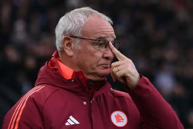 Roma coach Claudio Ranieri looking on