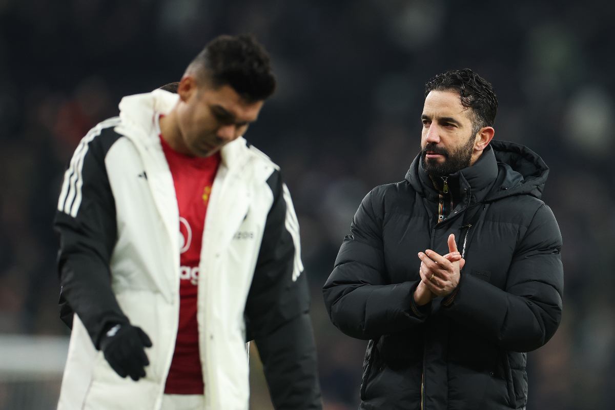 Ruben Amorim applauding Man United supporters