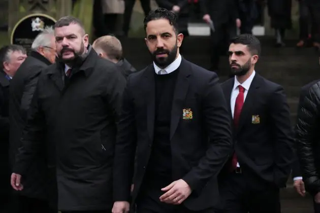 Ruben Amorim attending Sir Denis Law's funeral