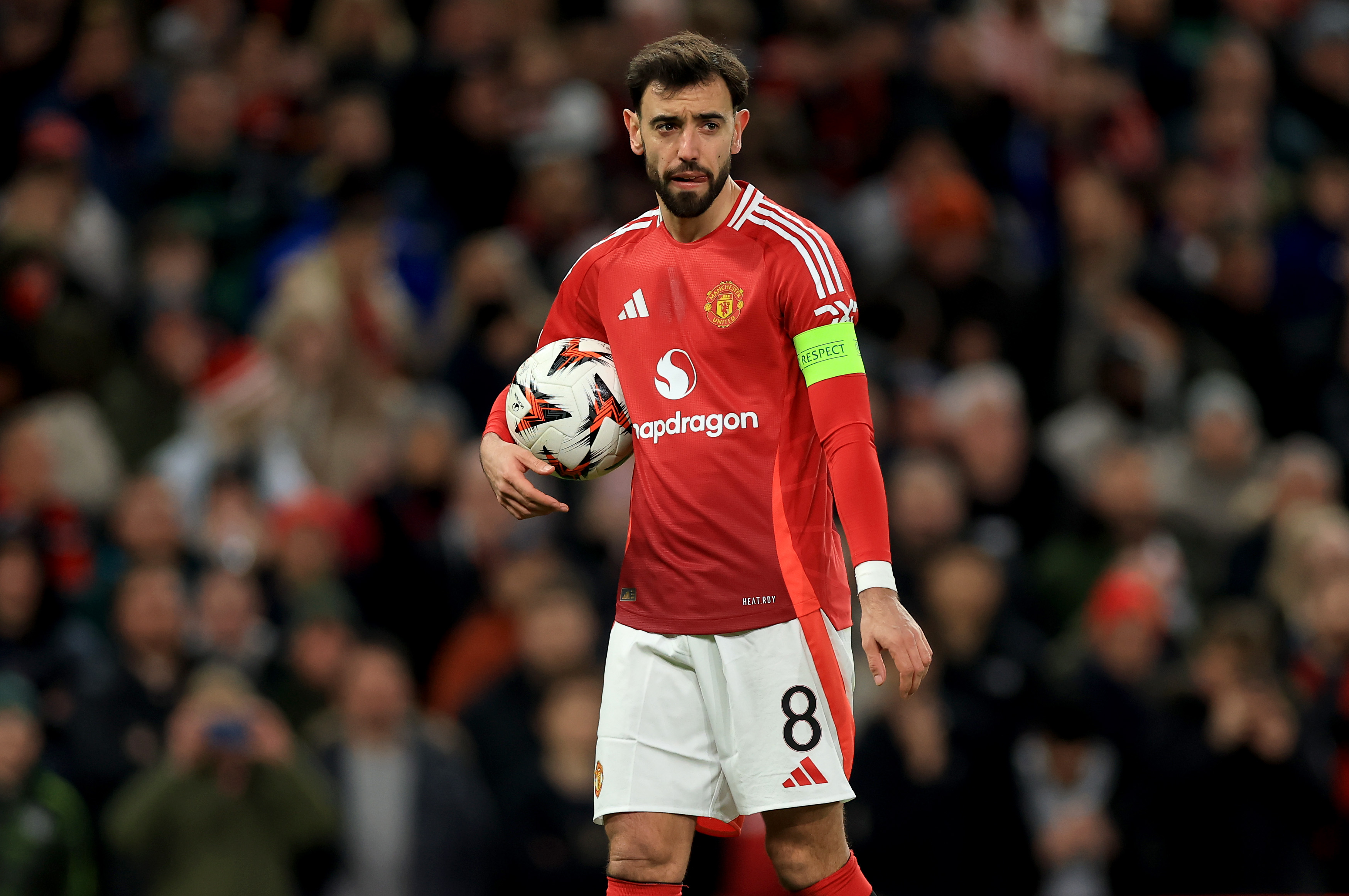 Bruno Fernandes taking the match ball home after scoring hattrick against Real Sociedad