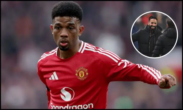 Amad Diallo in action for Man United against Leicester City.