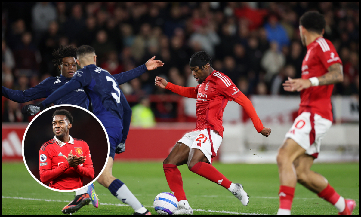 Anthony Elanga scores the first goal against his former club Manchester United.