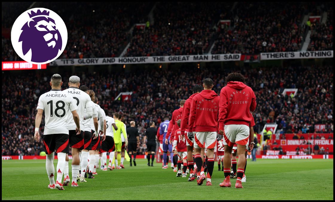 Man United and Fulham players walk out of the tunnel at Old Trafford ahead of their FA Cup tie.