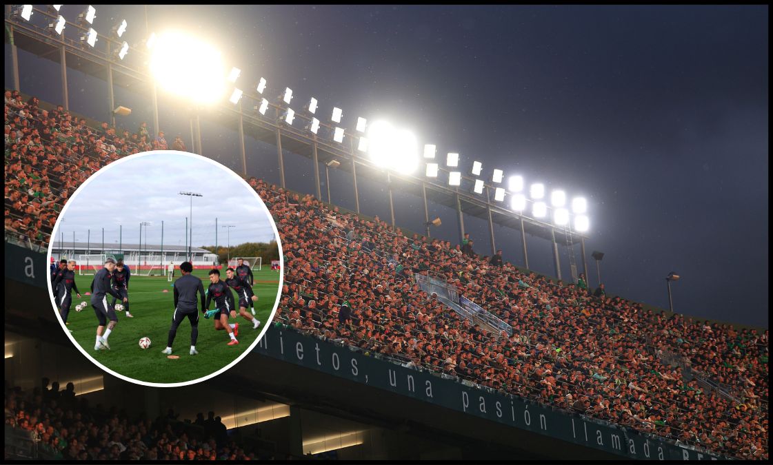 Real Betis fans look on from the stands during a La Liga clash with Real Madrid.