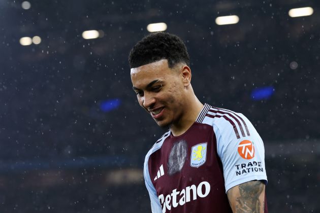 BIRMINGHAM, ENGLAND - APRIL 15: Morgan Rogers of Aston Villa looks on before the UEFA Champions League 2024/25 Quarter Final Second Leg match between Aston Villa FC and Paris Saint-Germain at Villa Park on April 15, 2025 in Birmingham, England. (Photo by Dan Istitene/Getty Images)