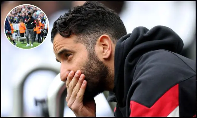 Ruben Amorim looks on from the bench prior to kick-off vs Newcastle.