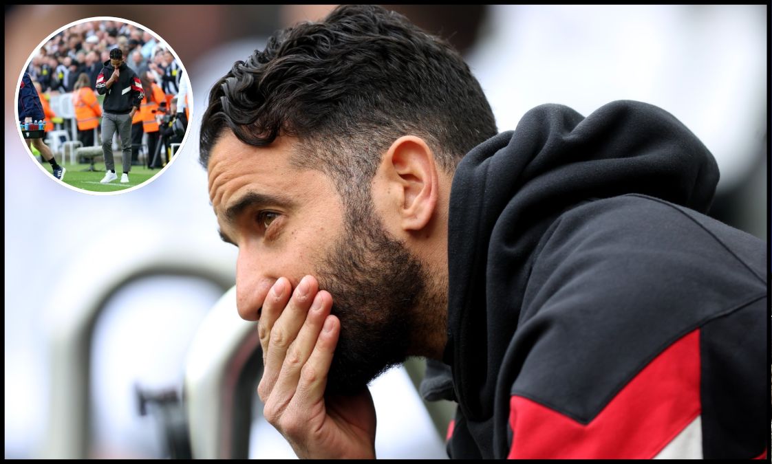 Ruben Amorim looks on from the bench prior to kick-off vs Newcastle.