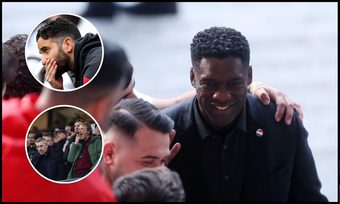 Clarence Seedorf stops for pictures with Netherlands fans ahead of a Euro 2024 match.