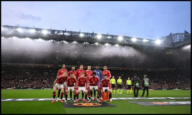 MANCHESTER, ENGLAND - APRIL 17: Players of Manchester United pose for a team photograph prior to the UEFA Europa League 2024/25 Quarter Final Second Leg match between Manchester United and Olympique Lyonnais at Old Trafford on April 17, 2025 in Manchester, England. (Photo by Shaun Botterill/Getty Images)
