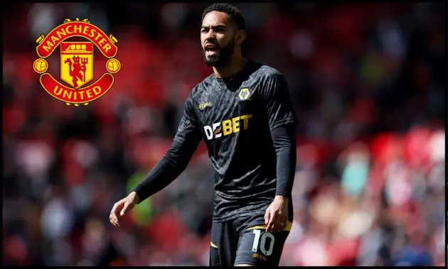 Matheus Cunha warms up for Wolves at Old Trafford prior to kick-off.