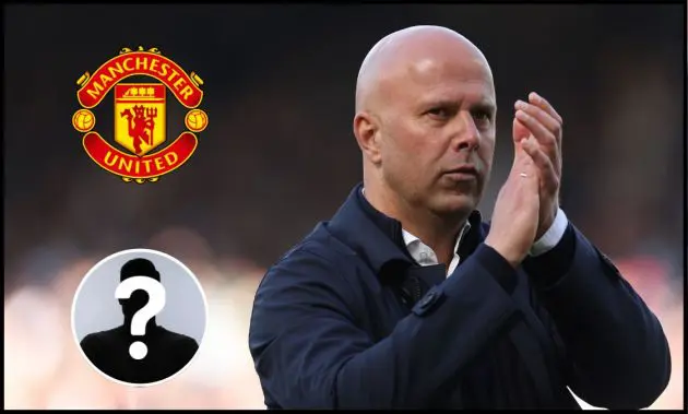 Arne Slot applauds the Liverpool fans.