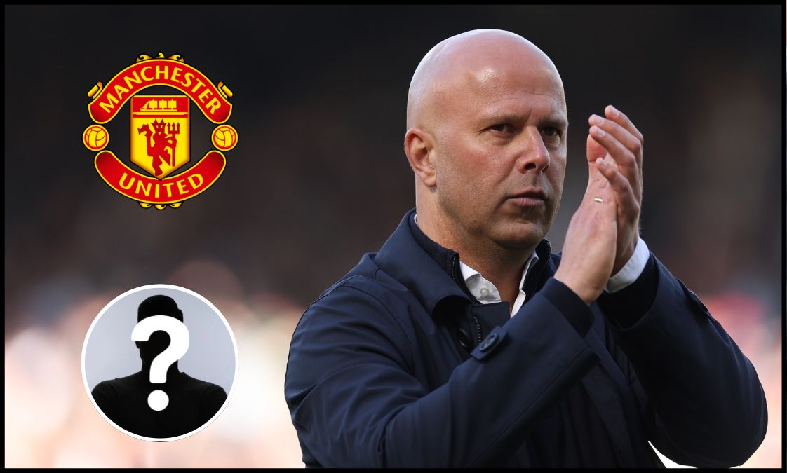 Arne Slot applauds the Liverpool fans.