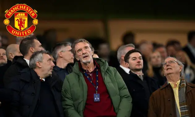 Sir Jim Ratcliffe alongside Jason Wilcox in the stands