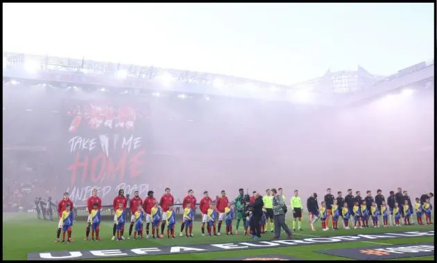 Man United players pose for a picture ahead of their match at Old Trafford.