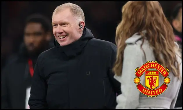 Paul Scholes laughs while on punditry with TNT Sports.