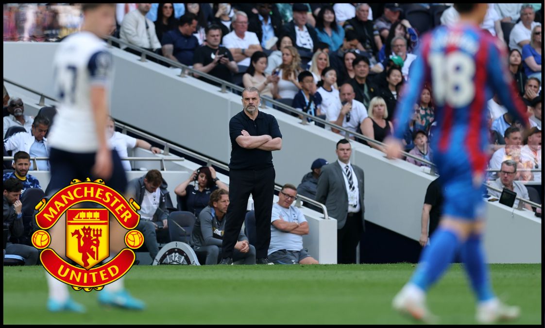 Ange Postecoglou watches on from the sidelines as Spurs fall to a 2-0 defeat to Crystal Palace.