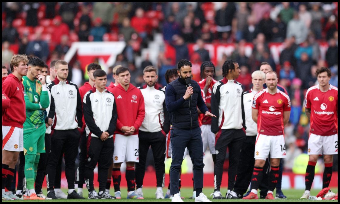 Ruben Amorim addresses Man United fans with a post-match talk.