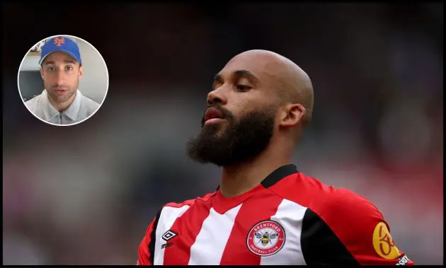 Bryan Mbeumo looking on