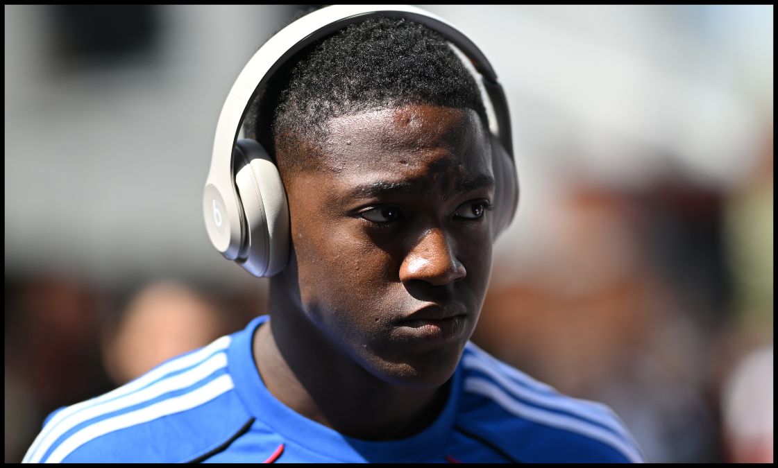 Kobbie Mainoo arrives at the Vitality Stadium.