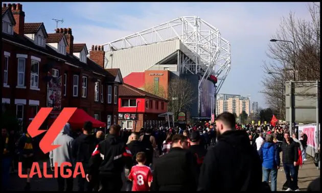Manchester United fans make their way to Old Trafford on matchday.