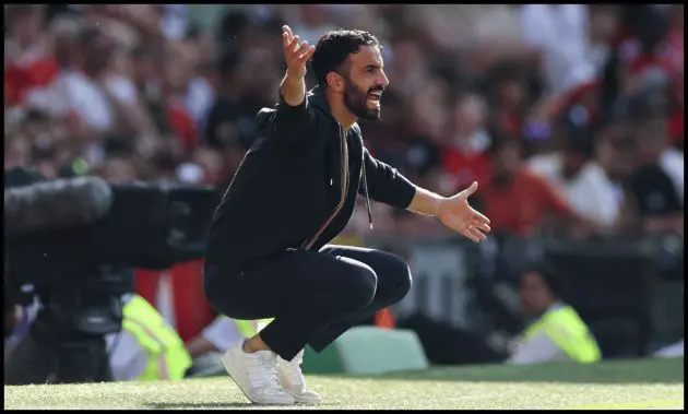 Ruben Amorim reacts from the touchline as Man United face Arsenal.