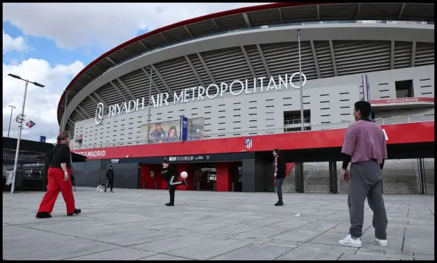 A general view outside Atletico Madrid’s stadium.