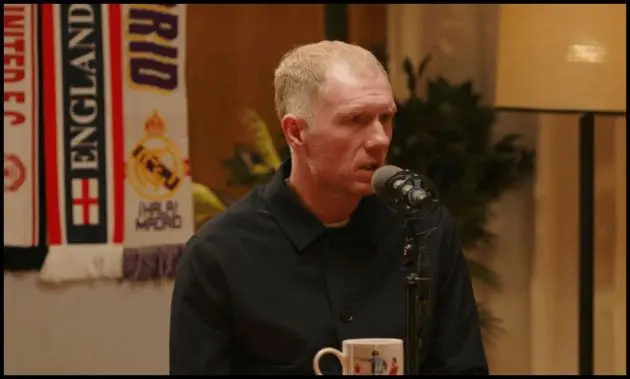 Paul Scholes talks on a podcast.