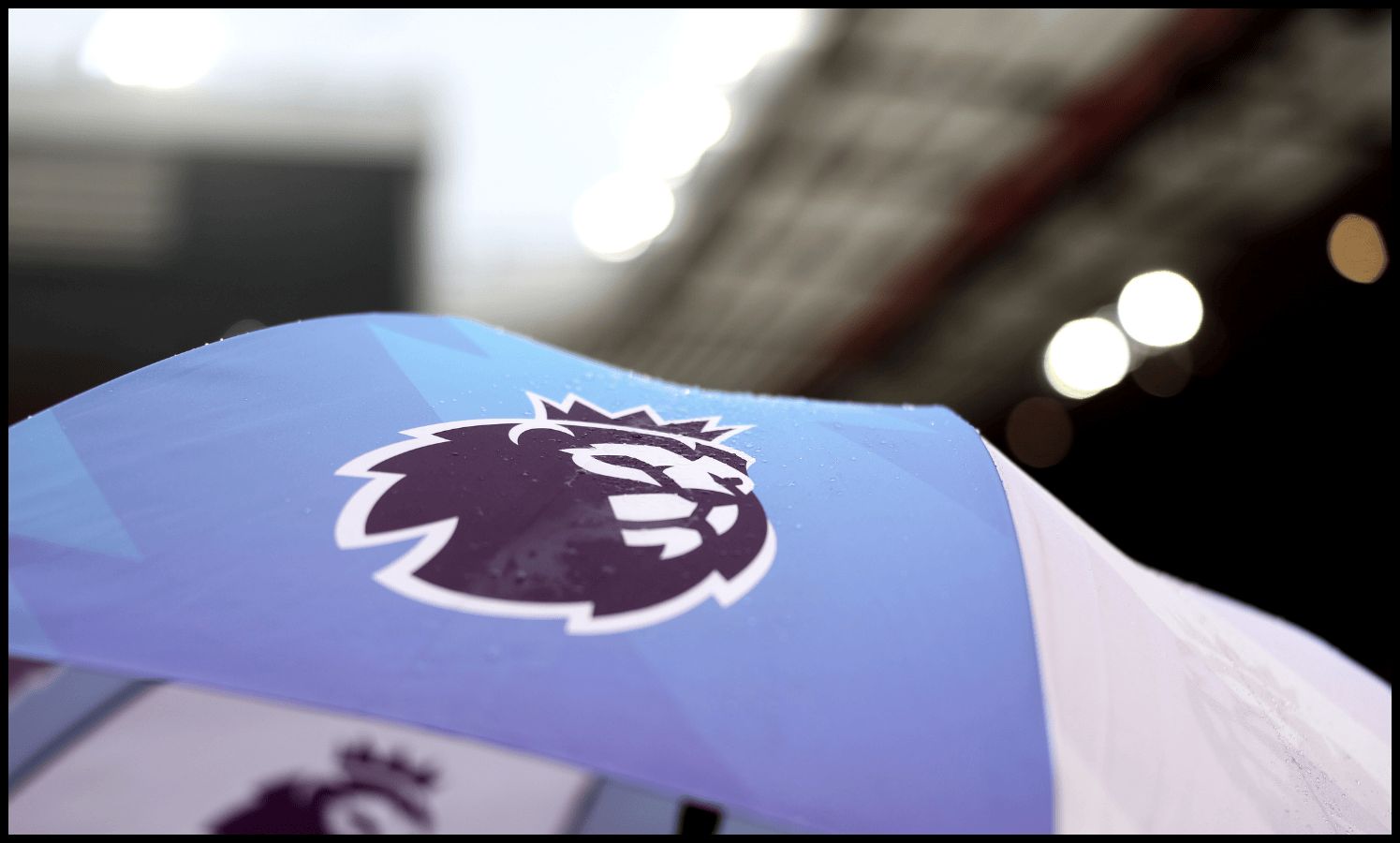 A general view of the Premier League logo on an umbrella.