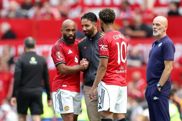 Ruben Amorim with Matheus Cunha and Bryan Mbeumo
