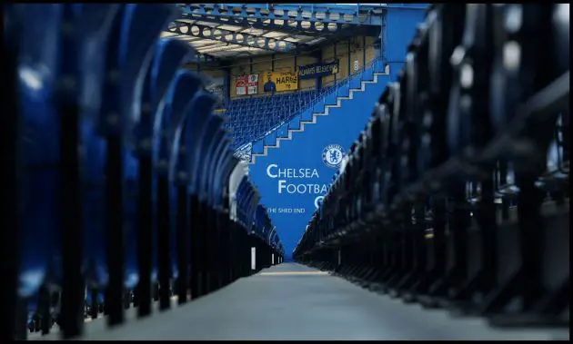 A general view of Chelsea’s ‘Shed End’ sign.